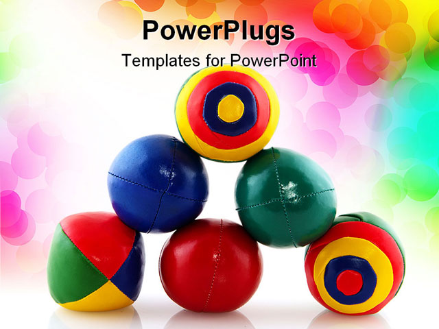 PowerPoint Template about colorful juggle balls, background, balls