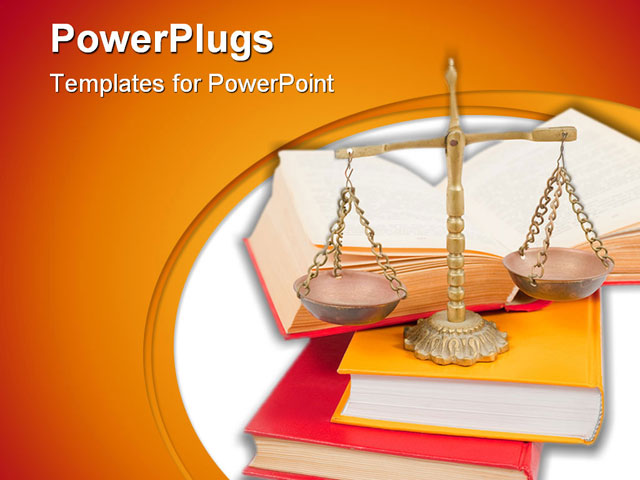 PowerPoint Template about justice concept, antique, archive