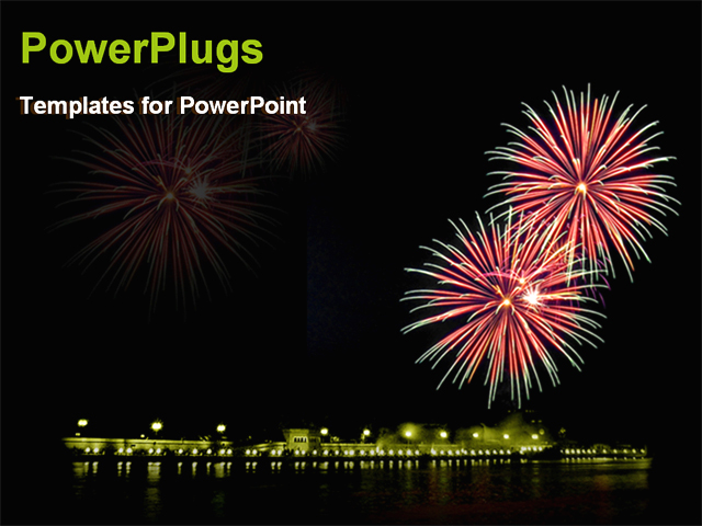 Powerpoint Template Mid Night View Of Lighted Up Fireworks In The Sky 19036 Fireworks Powerpoint Animation
