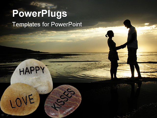 PowerPoint Template about love engraved on stone, abstract, carved