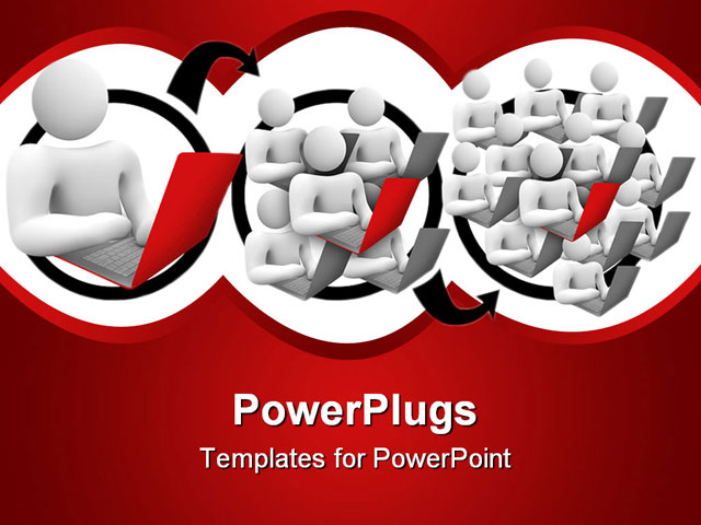 PowerPoint Template about viral marketing, people, computers