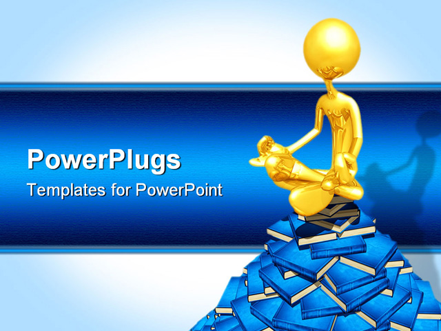 PowerPoint Template about gold guy, meditating, pile