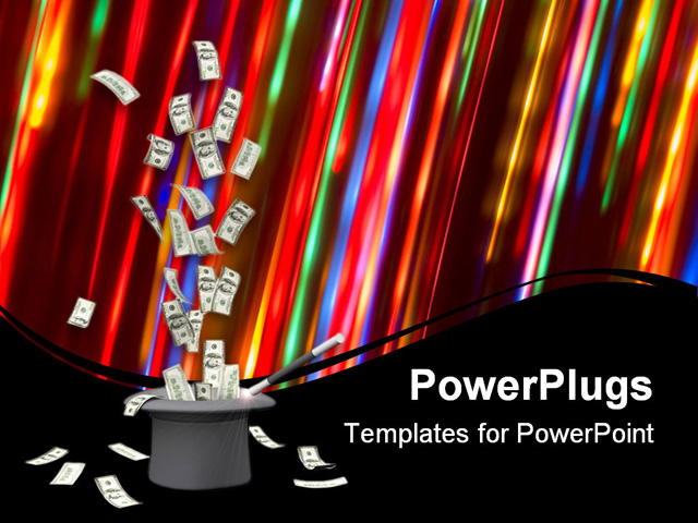 PowerPoint Template about magic wand, money, bank