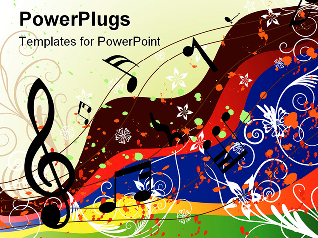 PowerPoint Template about musical notes, abstract, artistic