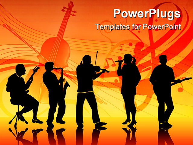 PowerPoint Template about music band, band, bass