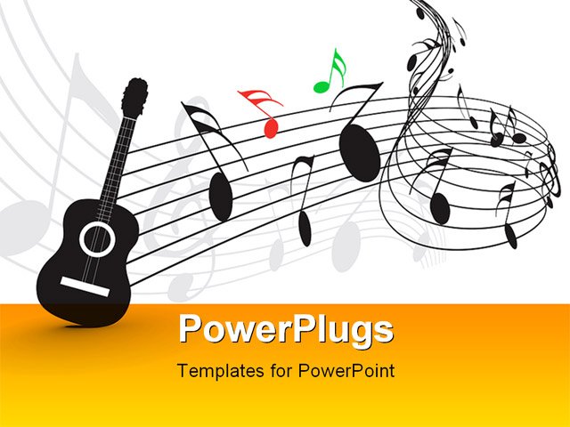 PowerPoint Template about music, background, guitar