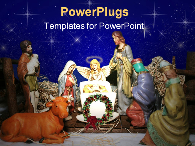 PowerPoint Template about angel, bethlehem, birth