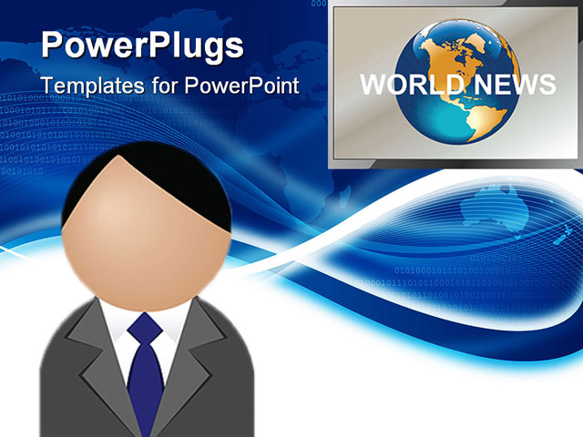 PowerPoint Template about news, anchorman, broadcast