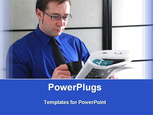 PowerPoint Template about newspaper, blue, business