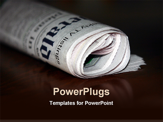 PowerPoint Template about newspaper, business, brown