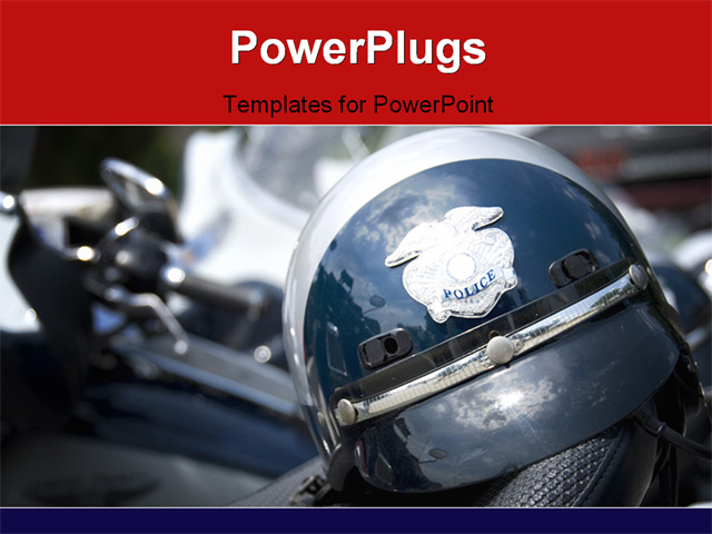An American Police Helmet On The Saddle Of A Motorcycle Powerpoint Template Background Of Motorcycle Powerpoint Template
