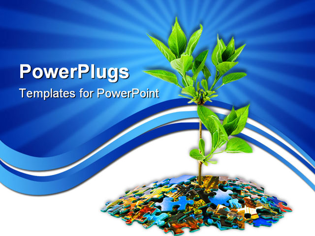 PowerPoint Template about puzzle and plant, abstract, background