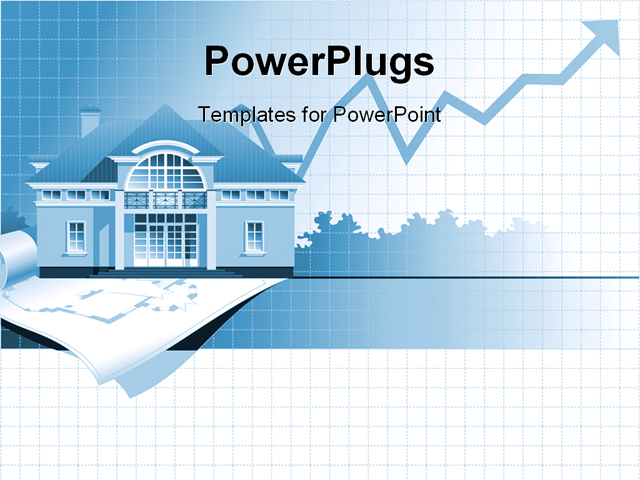 Powerpoint Template Home Values Rising Line Graph Chart House Blueprints Real Estate Real Estate Investment Powerpoint Template