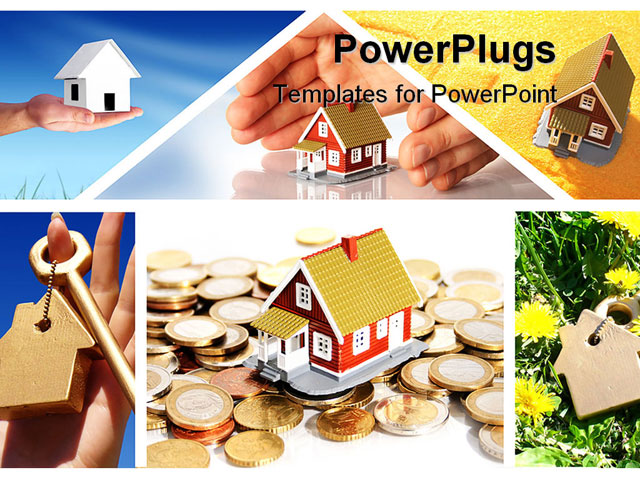 PowerPoint Template about invest in real estate, business collage, background