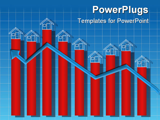 PowerPoint Template about real estate, growth glow, arrow