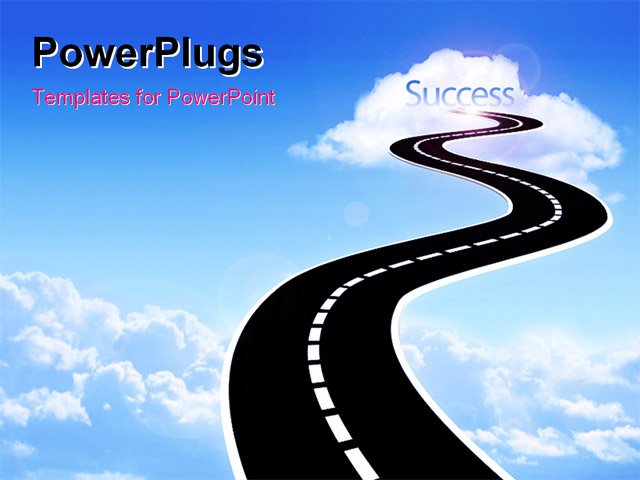 Conceptual Image Road To Sky Collage Powerpoint Template Background Of Business Success Success Powerpoint Templates