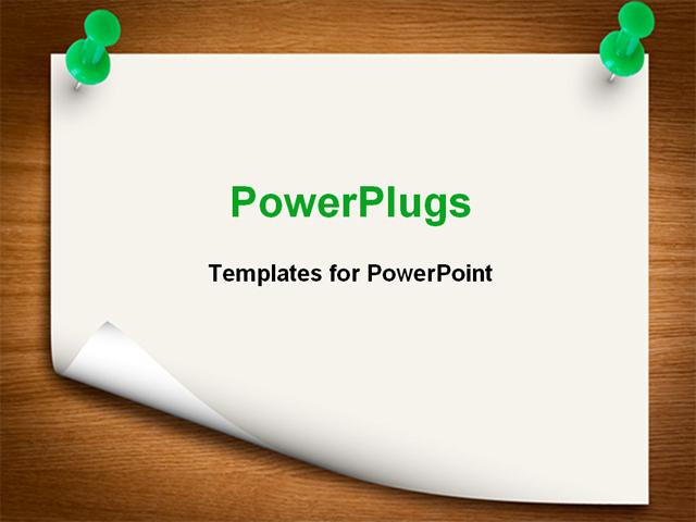 Powerpoint Template Sheet Held With Two Green Pins On Brown Board 25891