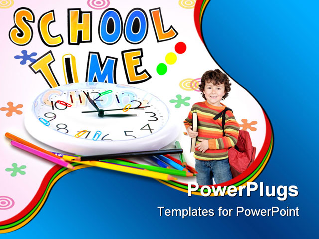 PowerPoint Template about school time, alarm, back