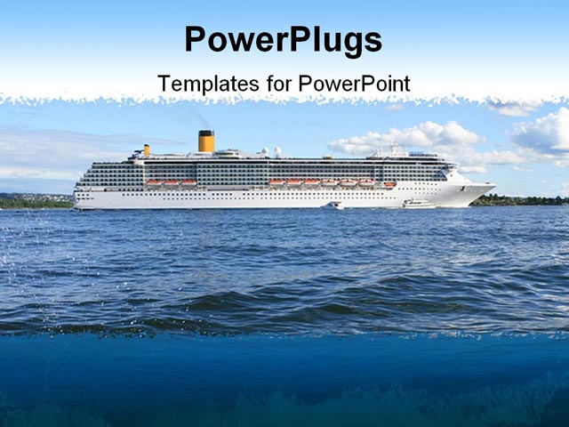 PowerPoint Template about blue, boat, clouds