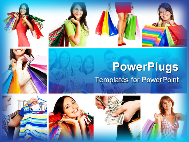 PowerPoint Template about shopping, women, beautiful