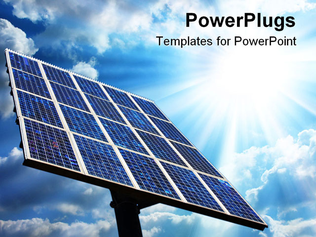 Powerpoint Template Large Solar Panel With Blue Sky And Sun Green Energy 26751 Solar Energy Powerpoint Template