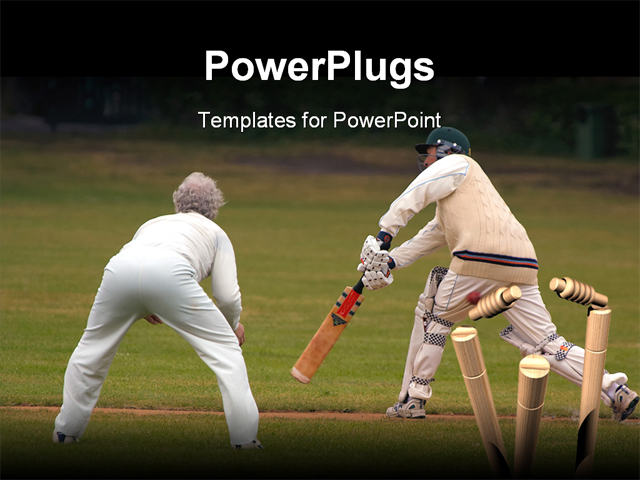 PowerPoint Template about ball, bat, cricket