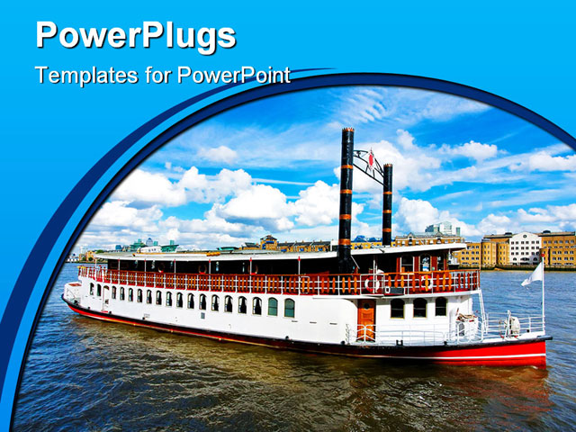 PowerPoint Template about steam boat, big, boat