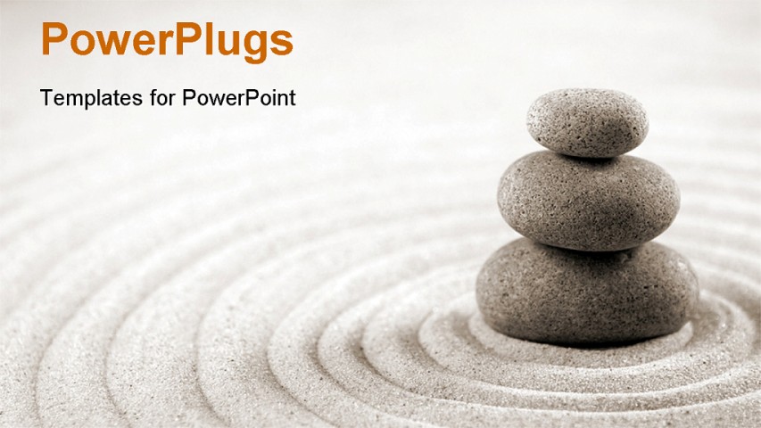 Best Powerpoint Template Three Stacked Stones On Raked Sand Zen Concept Background About Zen Presentation Templates
