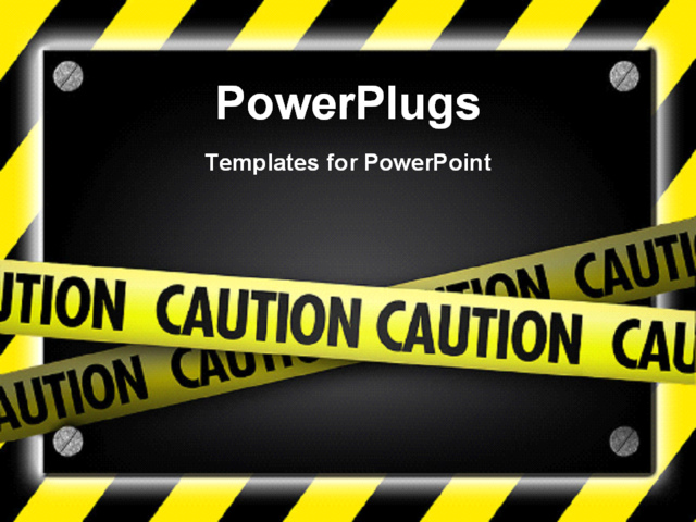 Powerpoint Template Silver Screws Glowing Over Yellow Striped Hazard 27585 Health And Safety Powerpoint Templates