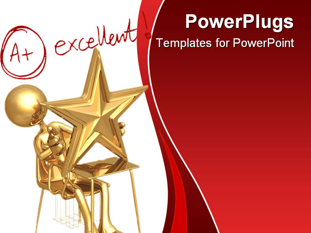 Powerpoint Template Student Sitting At Desk With Star A Excellent Writing Grades Testing Excellent Powerpoint Templates