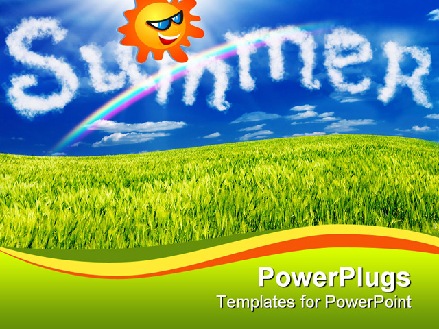 Powerpoint Template Animated Smiling Sun In A Blue Sky Over Green Grass 28023 Summer Powerpoint Templates