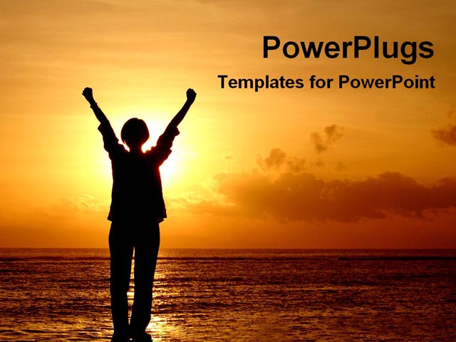 PowerPoint Template about beach, sunset, happiness