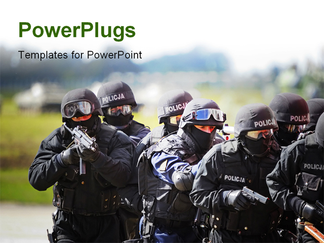 PowerPoint Template about swat, police, defense