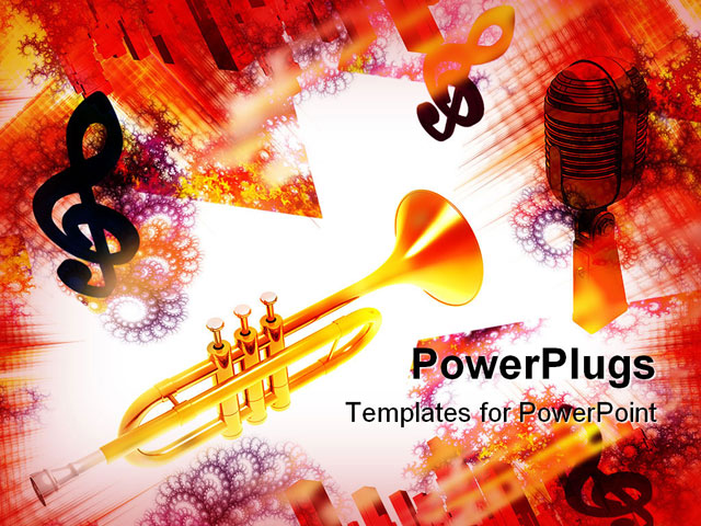 PowerPoint Template about trumpet, abstract, arts