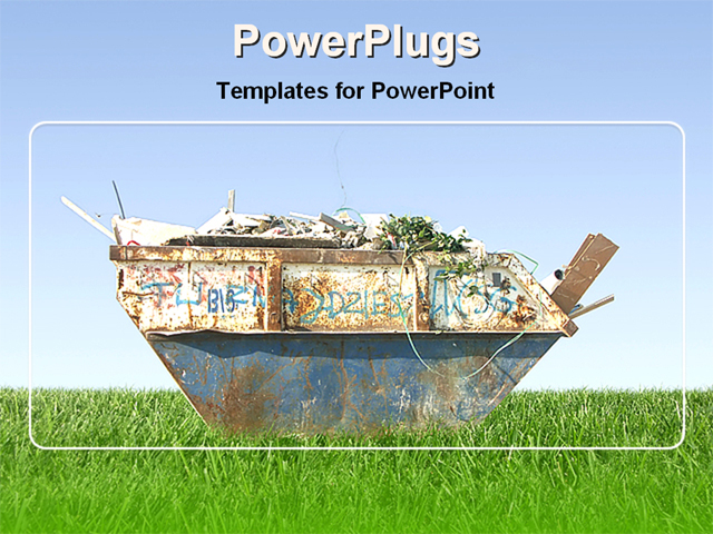 PowerPoint Template about waste, blue, green