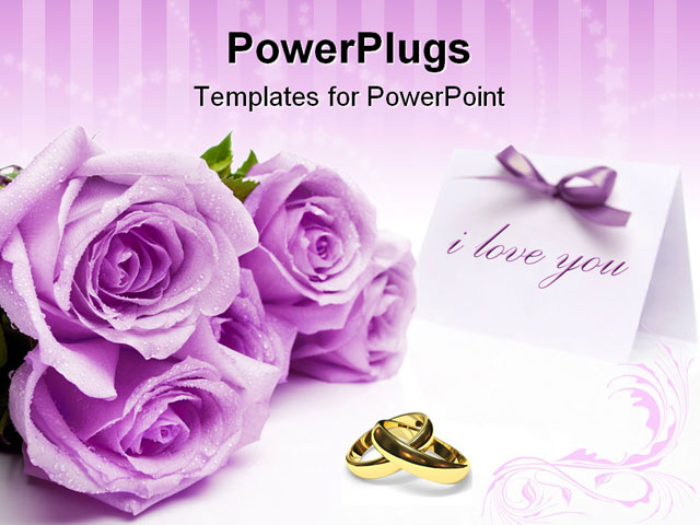PowerPoint Template about announcement, bouquet, bow