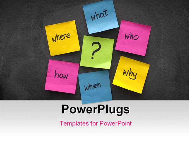 PowerPoint Template: Simple mind map with questions - what, when, where ... image.