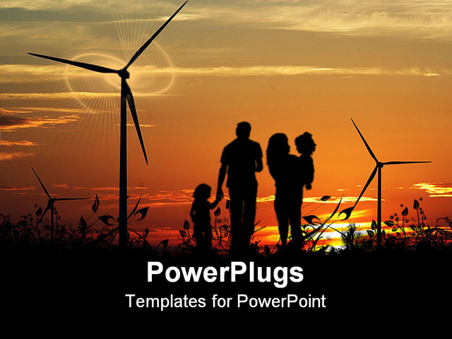 PowerPoint Template about wind turbine, alternative, blade